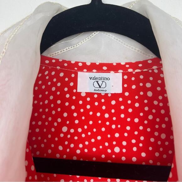 Vintage 80s RARE Valentino Red Polka Dot Wrap Dress - Picture 7 of 11